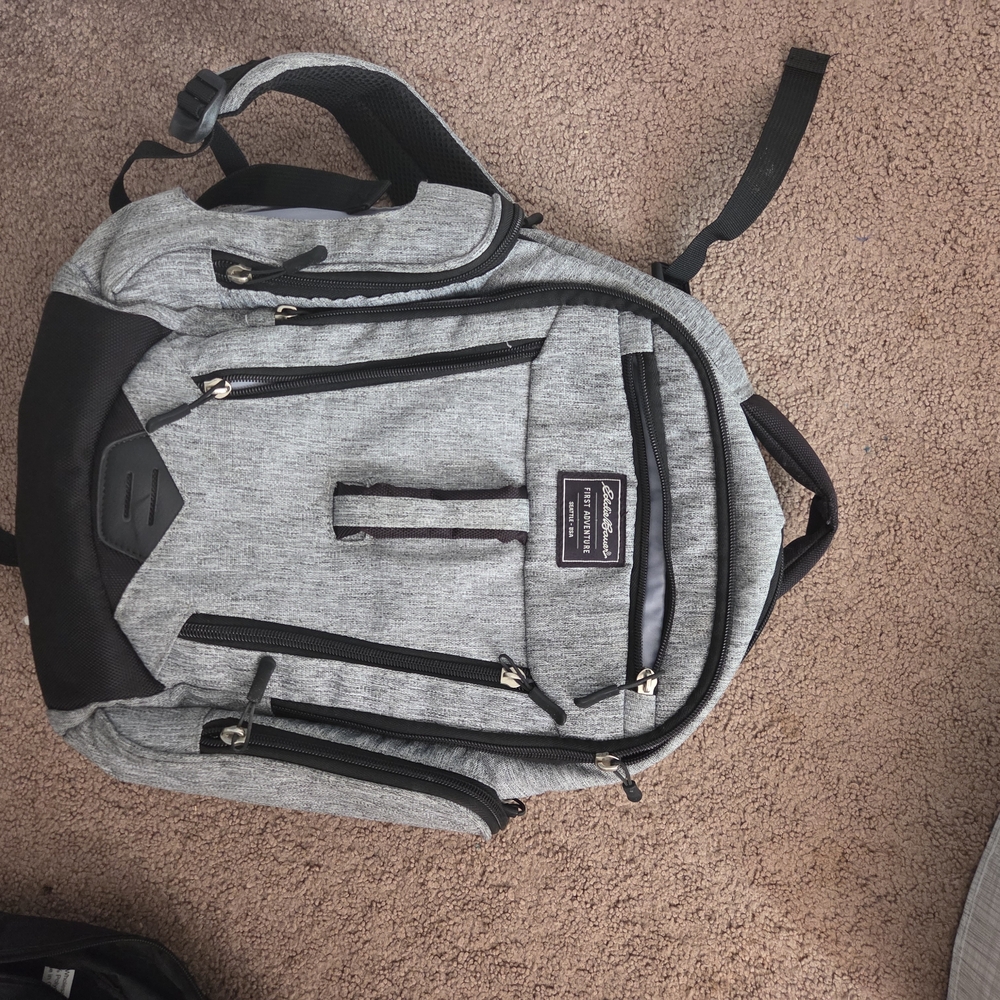Eddie Bauer Grey and Black Kids Backpack with Multiple Pockets